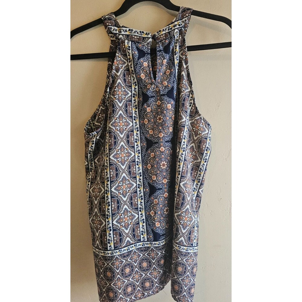 Monteau Los Angeles Women's Boho Hippie Floral Blouse halter size L - Picture 2 of 5